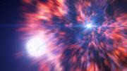 Una estrella se convierte en supernova en un sistema binario