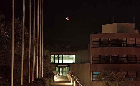 A Blood Moon over ESO’s Headquarters