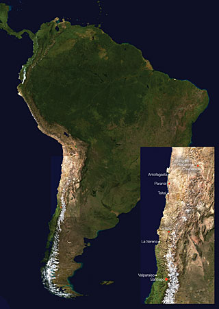 South America and ESO Facility Locations