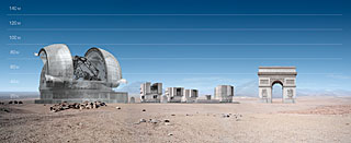 E-ELT and VLT vs Arc de Triomphe