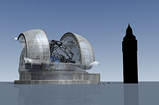 E-ELT vs. Big Ben (artist's impression)