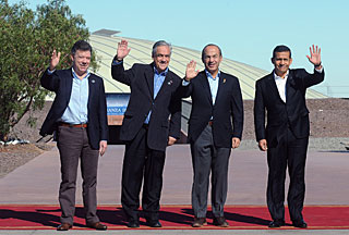 The Presidents of the four countries in the Pacific Alliance 