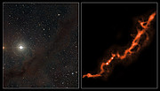 Aufnahmen eines filamentartigen Sternentstehungsgebiets im Sternbild Stier bei Millimeterwellenlängen und im sichtbaren Licht