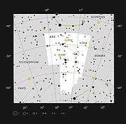 Kuglehoben NGC 6362 i stjernebilledet Ara (Alteret)