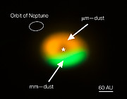 ALMA:s bild av stoftfällan/kometfabriken omkring Oph-IRS 48 (med bildtext)