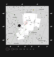 Kaart van de hemel rond Bèta Pictoris