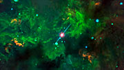 Un estallido de rayos gamma enterrado en polvo (impresión artística) 