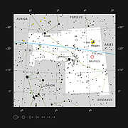 The unusual binary star V471 Tauri in the constellation of Taurus