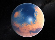Ilustración de Marte hace cuatro mil millones de años