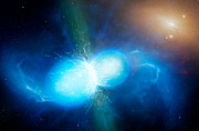 Rappresentazione artistica della fusione di stelle di neutroni