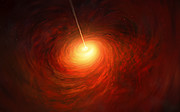 Imagem artística do buraco negro no coração da M87