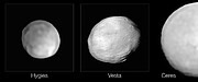 SPHERE-bilder av Hygiea, Vesta och Ceres