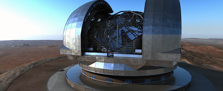 Impressão artística do European Extremely Large Telescope (E-ELT)
