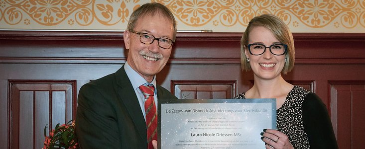 De Zeeuw-Van Dishoeck Graduation Prize for Astronomy 2017 Awarded to Laura Driessen