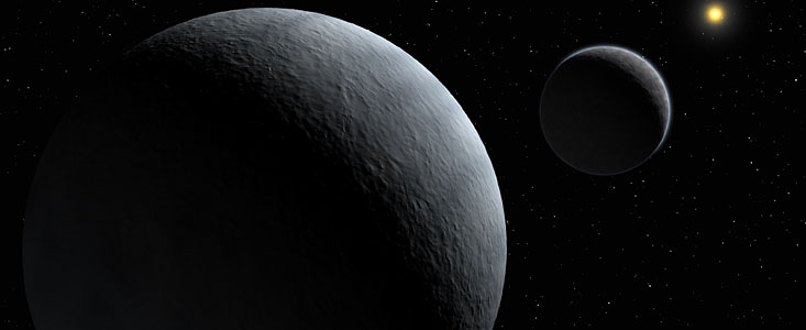 Impresión artística del sistema Plutón - Caronte