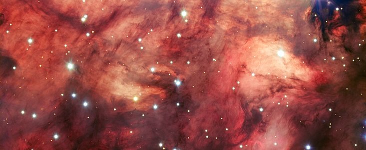 The smoky pink core of the Omega Nebula