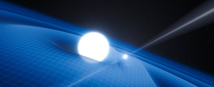 Představa pulsaru PSR J0348+0432 a jeho souputníka – bílého trpaslíka