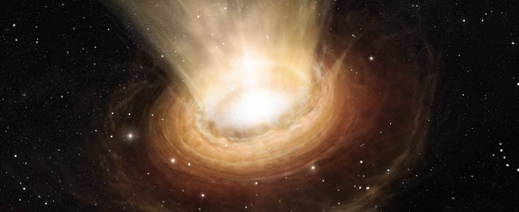 Artist’s impression van de omgeving van het superzware zwarte gat in NGC 3783  