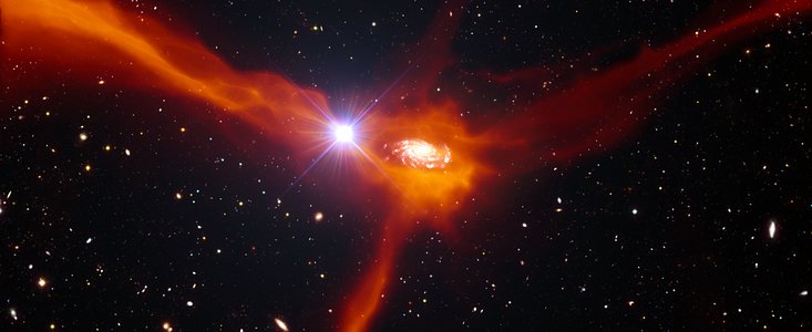 Illustration af galaksen der indfanger materiale fra sine omgivelser