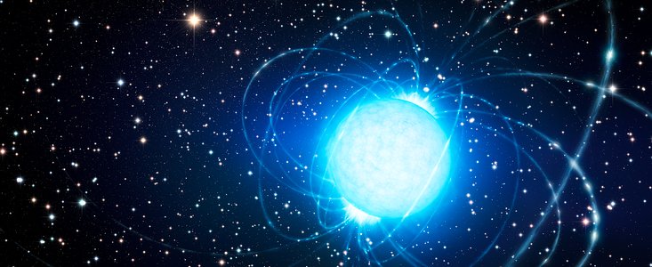 Impressão artística da estrela magnética no enxame estelar Westerlund 1
