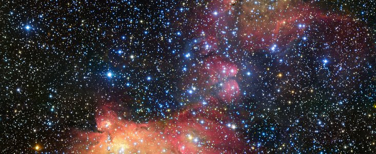 Den glødende gassky LHA 120-N55 i den Store Magellanske Sky
