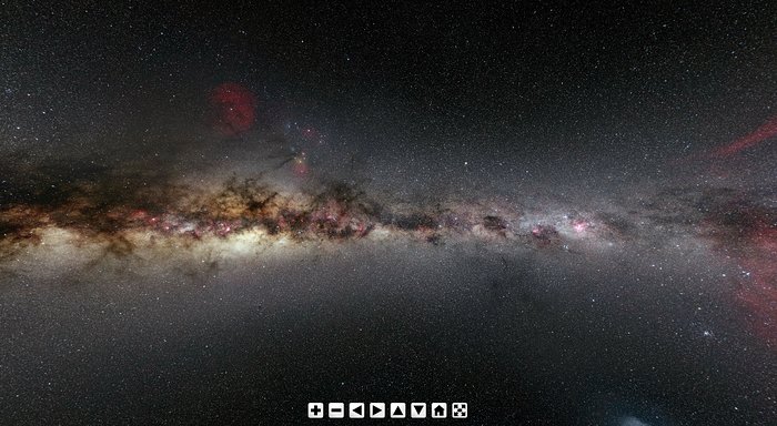 Screenshot of ESO virtual tours 360° for the Milky Way Tour