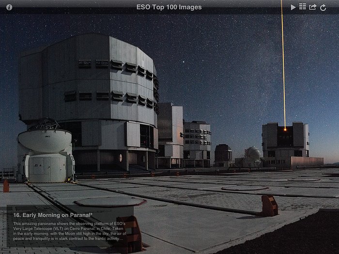 Screenshot der Version 2.0 der Top 100 Bilder-App der ESO