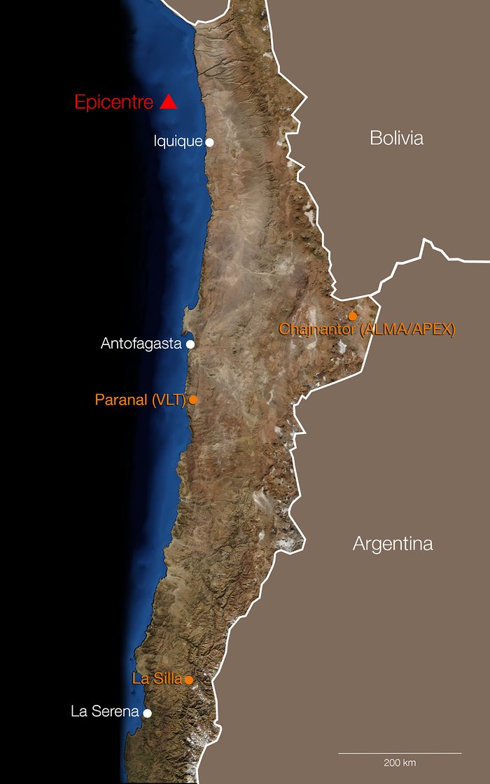 The location of the epicentre of the 1 April 2014 Chilean earthquake