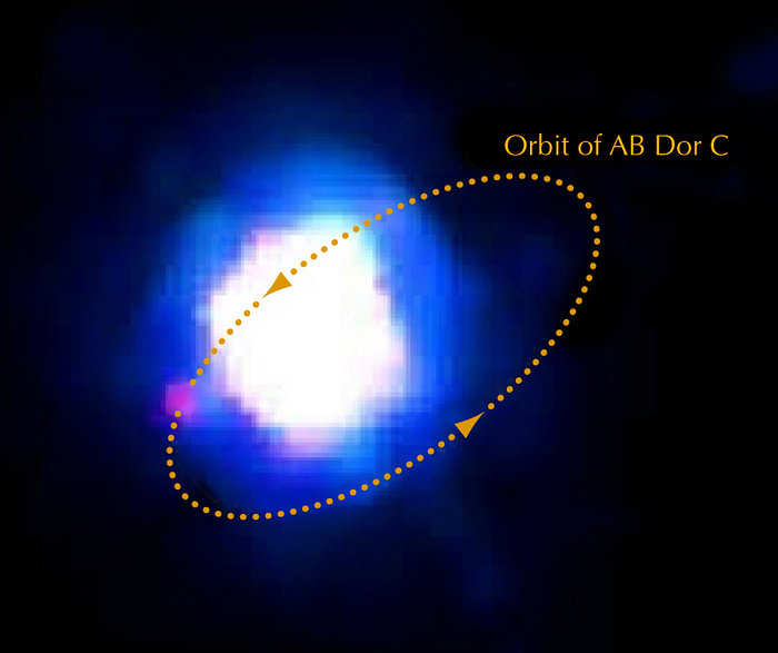 Near-infrared image of AB Doradus A and its companion
