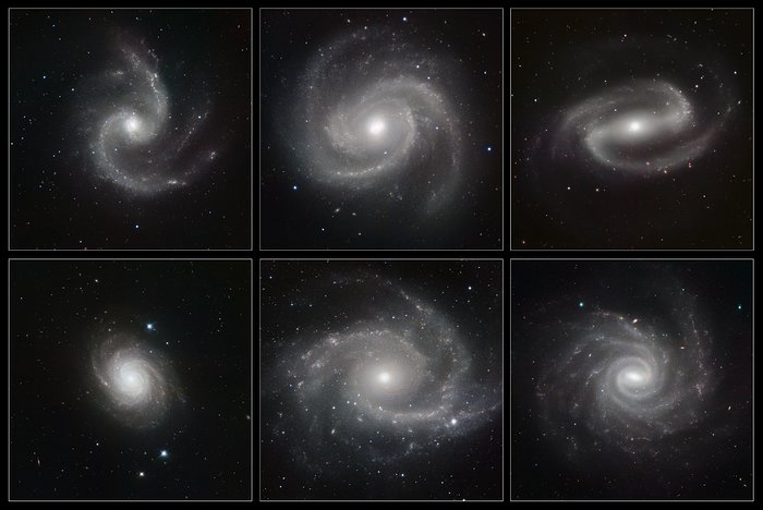 Una galería de galaxias espirales fotografiadas en luz infrarroja por HAWK-I (versión sin textos)