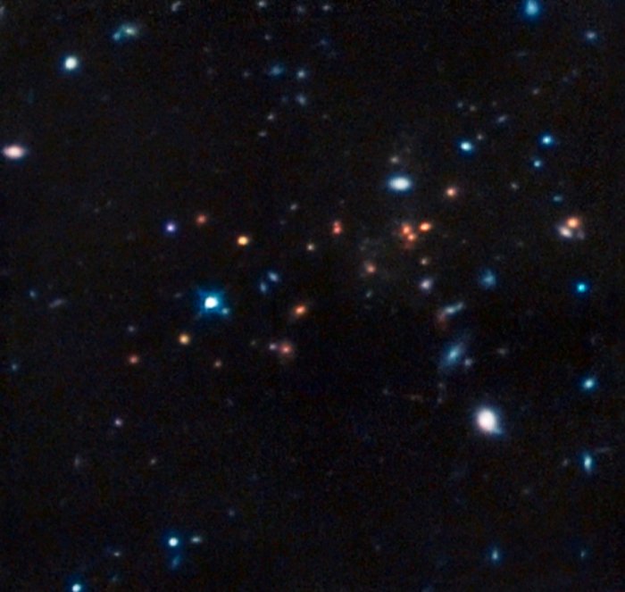 Hubble infrared image of the most remote mature cluster of galaxies yet found