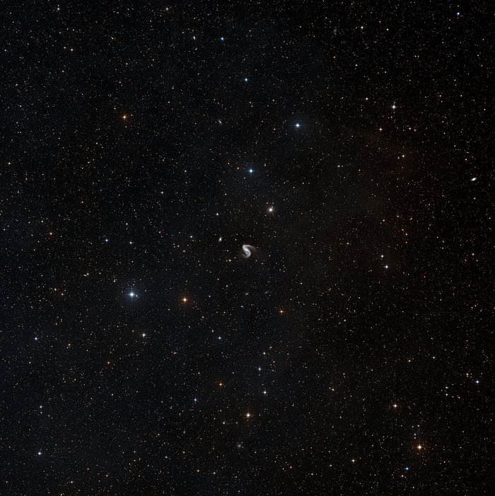 Wide-field view of the sky around the Meathook galaxy