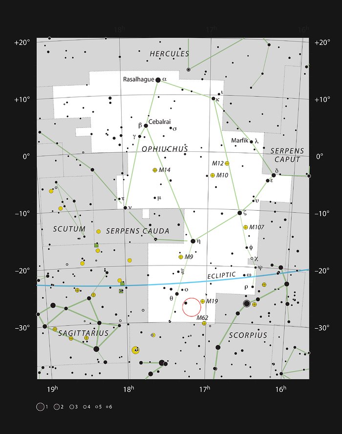 Barnard 59, een donkere nevel in het sterrenbeeld Slangendrager