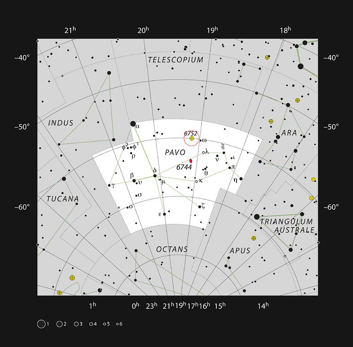 Pallomainen tähtijoukko NGC 6752 Riikinkukon tähdistössä
