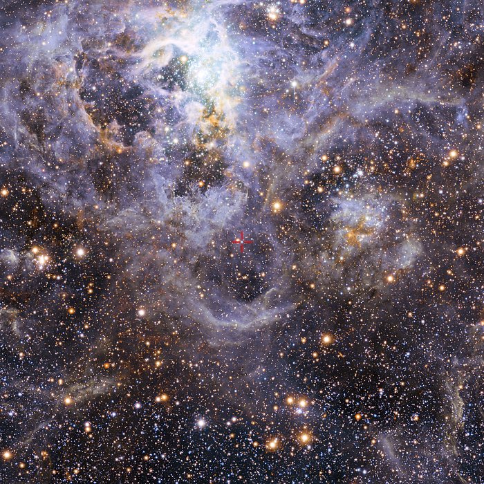 Poloha dvojhvězdy VFTS 352 ve Velkém Magellanově oblaku