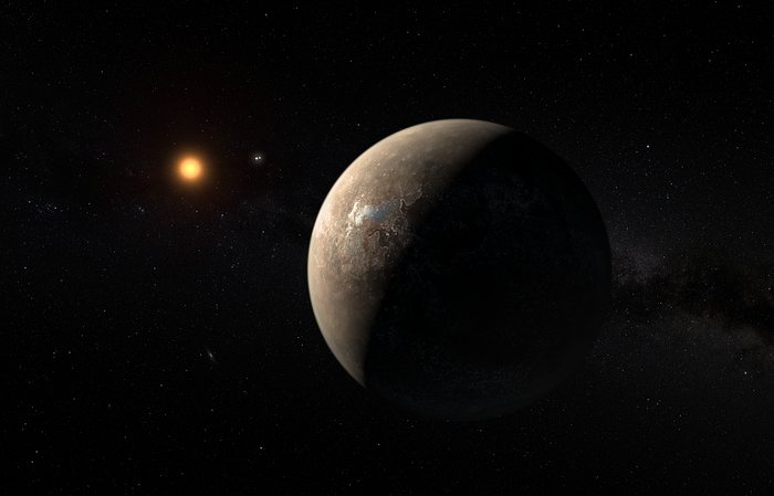 Představa planety obíhající kolem Proximy Centauri