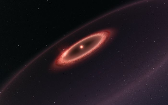 Artist’s impression van de stofgordels rond Proxima Centauri