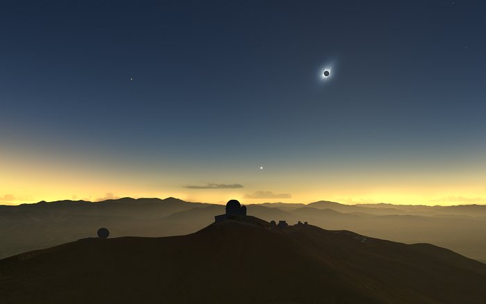 Som tegneren ser 2019 solformørkelsen fra La Silla