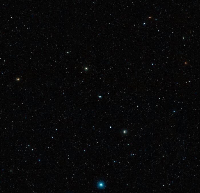 Wide-field view of the region of the sky hosting NGC 7727