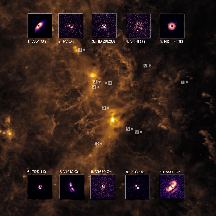 Discos de formação planetária na nuvem de Orion