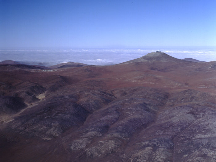 Vista aerea del deserto del Paranal e Atacama