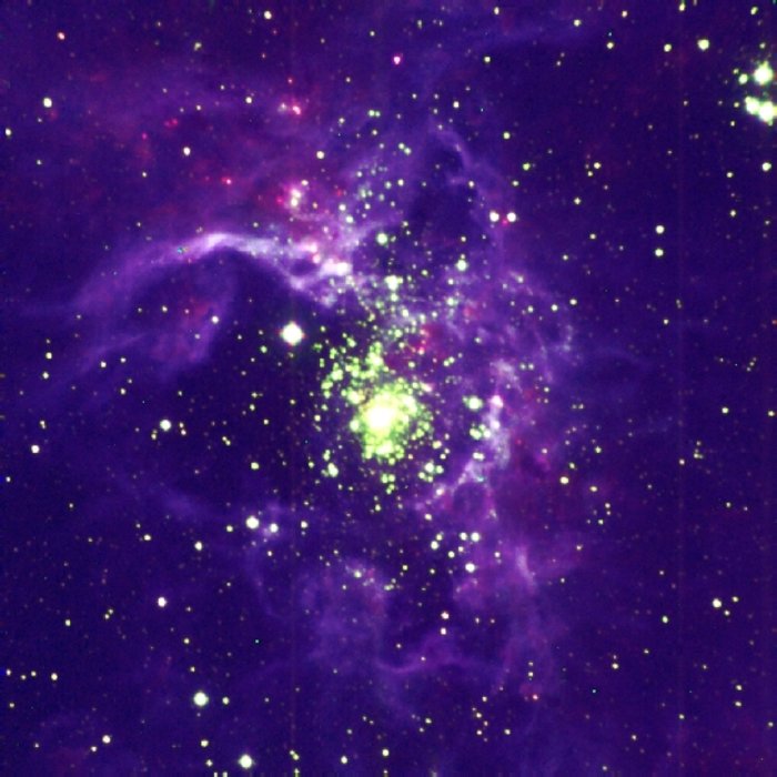 Resa cromatica della Nebulosa Tarantola in LMC