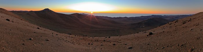 Panoramic view of sunset over Paranal