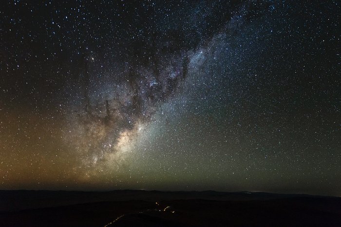 Golden Milky Way hangs brightly over the VLT