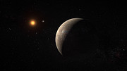 Artist's impression van de planeet die rond Proxima Centauri draait