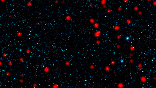 Jämförelse mellan APEX och ALMA:s bilder av galaxer i det unga universum där många nya stjärnor bildas