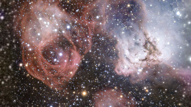 Zoom ind på det stjernedannende område i NGC 2035