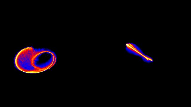 Simulering av hur ett supermassivt svart hål sliter isär en stjärna