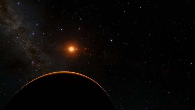 Veduta dal pianeta TRAPPIST-1f