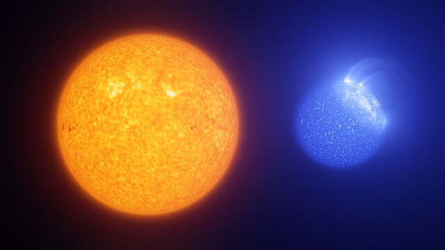 Animación que compara manchas solares con machas de estrellas de rama horizontal extrema.